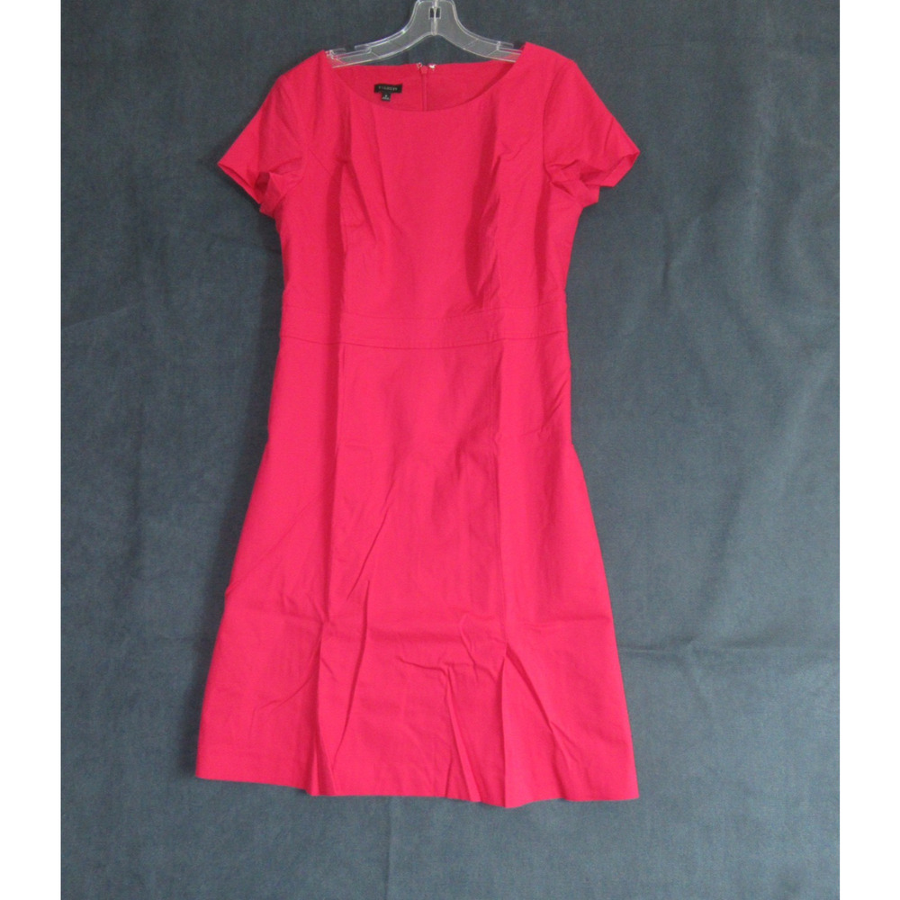Talbots Dress Womens Size 6 Red Short Sleeve Pleated Modest Minimalist Work